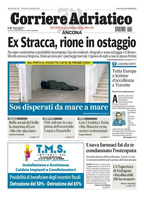 Prima-pagina-corriere adriatico-edizione-di-oggi-25-10-2024